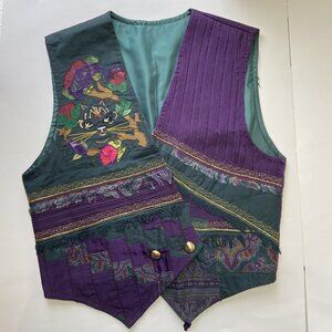 Vintage Handmade Large Cat Vest Purple/Green